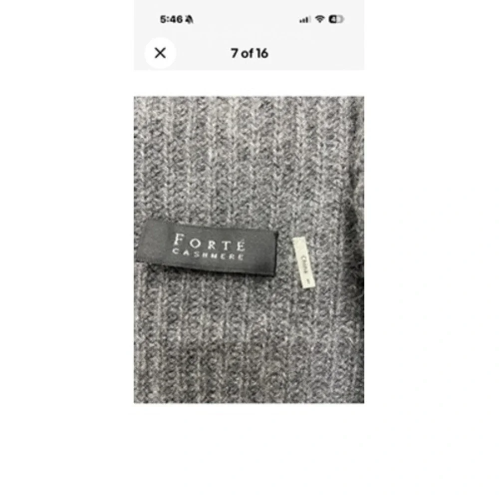 Forte Cashmere Sweater Cardigan Womens 1 Gray 100% Cashmere Open Front Draped
